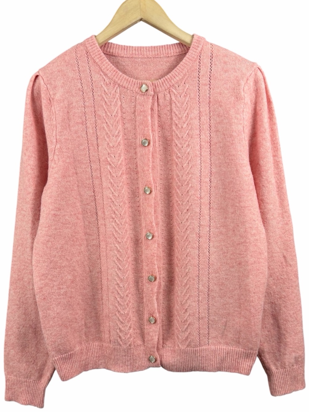Soft Knit Button Up Lightweight Cardigan Pink Size Medium